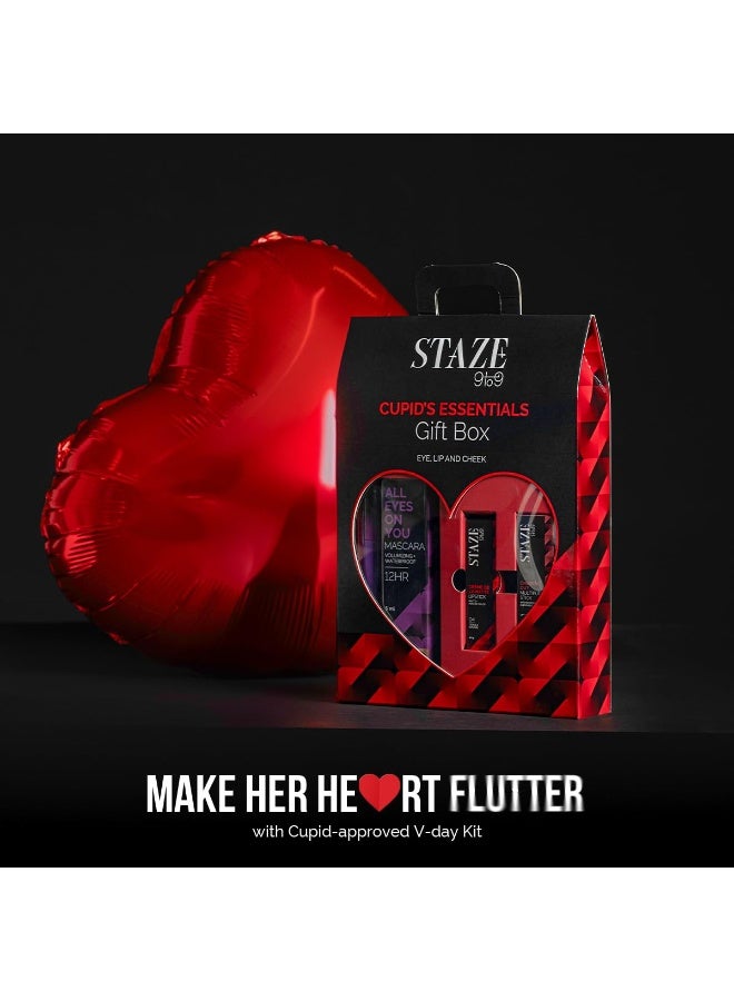 Staze 9to9 Cupid's Essentials Gift Box (All Eyes On You Tubing Mascara + Cheek Me Out Multipurpose Blush Stick 03 Spank + Crème De La Matte Lipstick 04 Tequila Sunrise) - Image 2